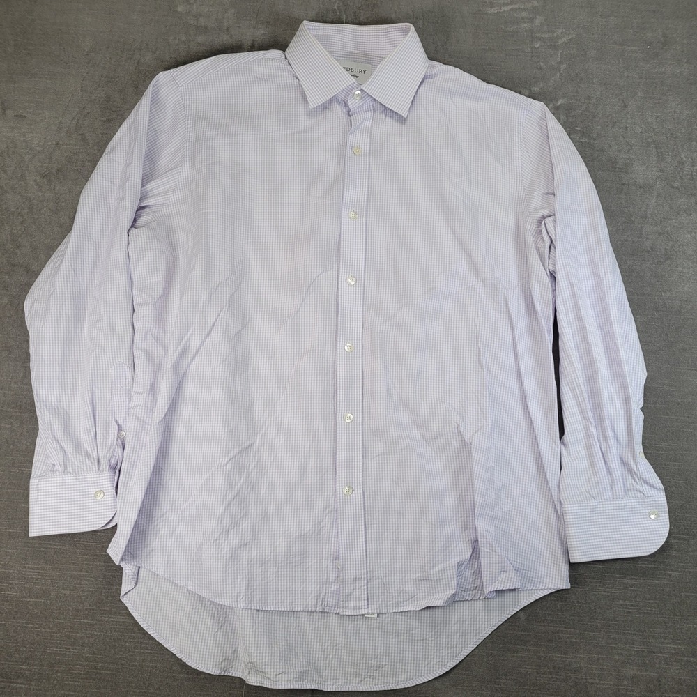 Ledbury Mens Classic Fit XL Gingham Dress‎ Shirt Light Purple Long Sleeve